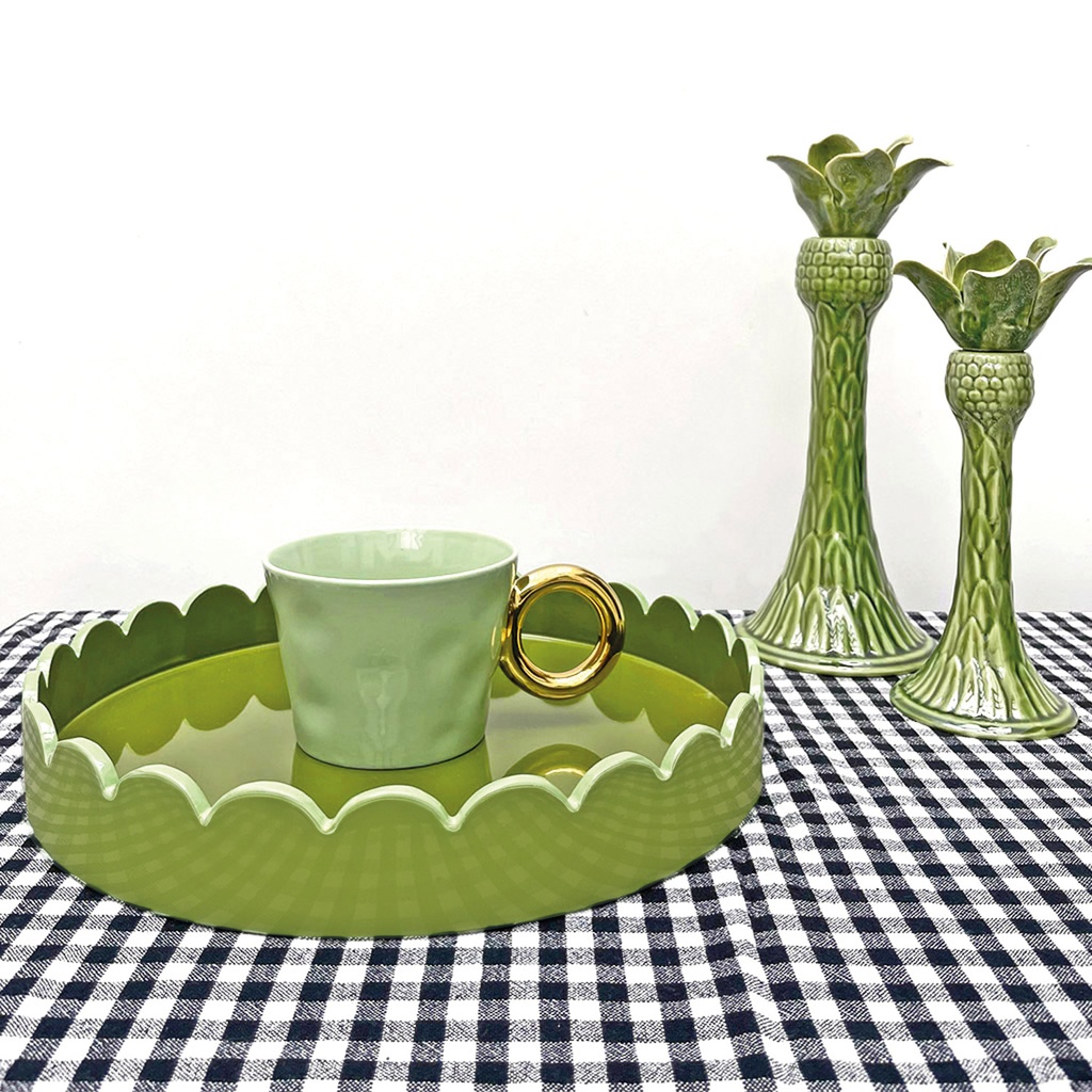 Khaki Round Wavy Tray - Image 2