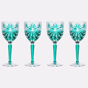 Crystal Stars Wine Goblet (Green), Set of 4
