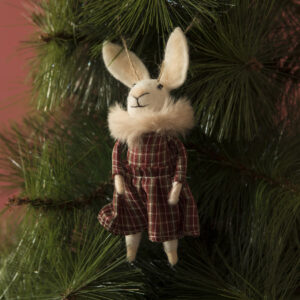 Mrs. Bunny in Checked Dress Ornament