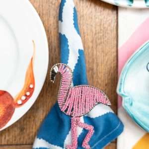 Flamingo Napkin Ring with Beads, Set of 2