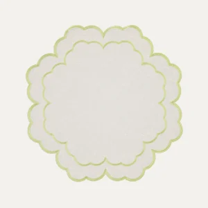 Placemat, White with Light Green