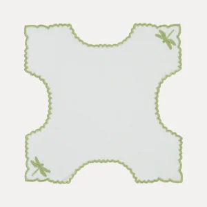 Cesto de Pan Libélulas, Blanco con Verde