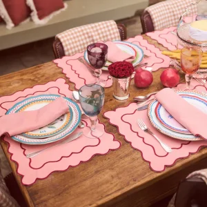 Placemat Wavy, Salmon with Red