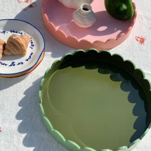 Khaki Round Wavy Tray
